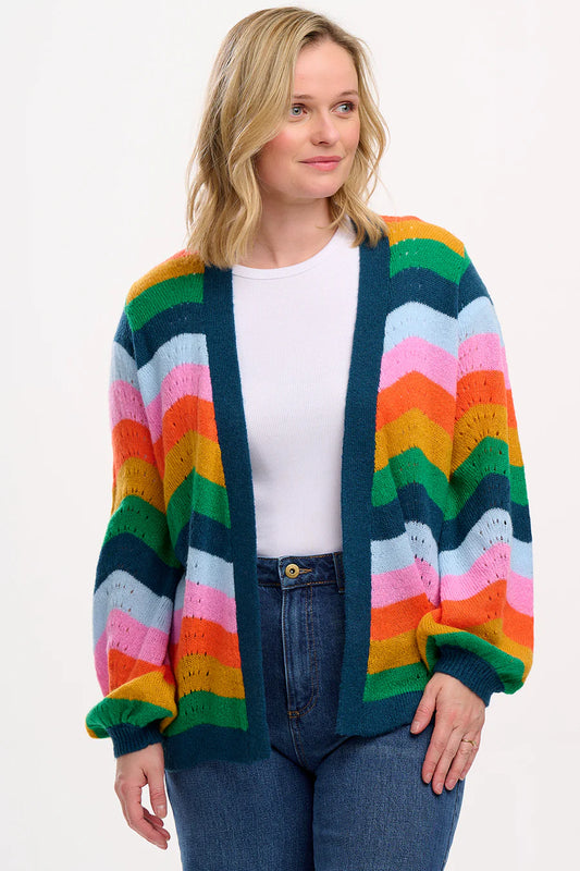 Bella Chevron Rainbow Stripe Cardigan