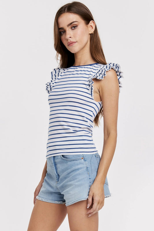 AKIKO NOVELTY TOP NAVY/WHITE