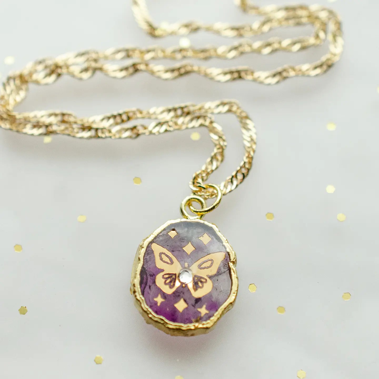 Amethyst Butterfly Necklace